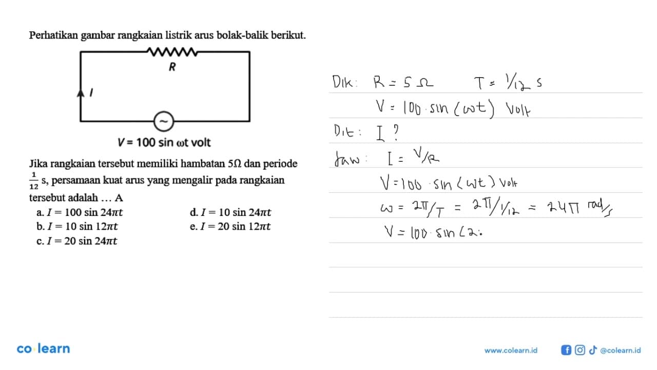 Perhatikan gambar rangkaian listrik arus bolak-balik