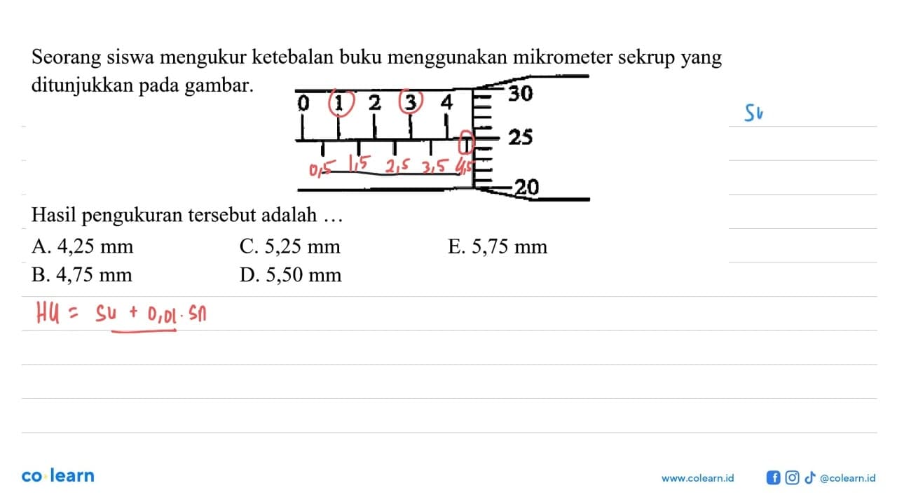 Seorang siswa mengukur ketebalan buku menggunakan