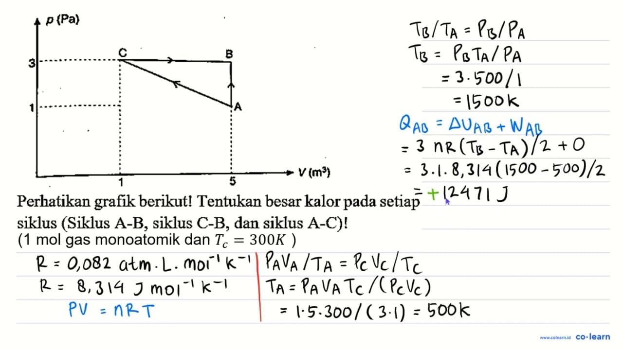 Perhatikan grafik berikut! Tentukan besar kalor pada setiap