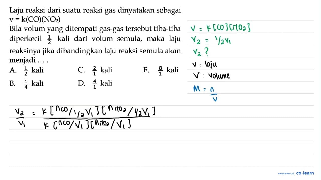 Laju reaksi dari suatu reaksi gas dinyatakan sebagai