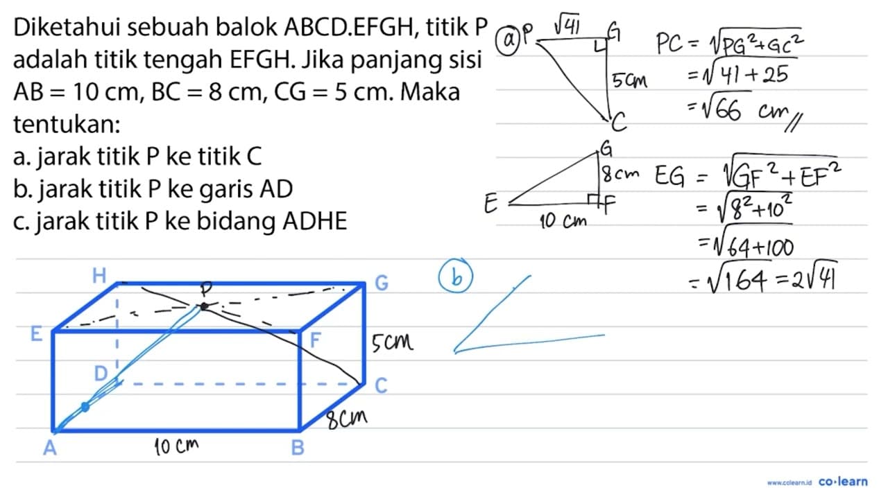 Diketahui sebuah balok ABCD.EFGH, titik P adalah titik