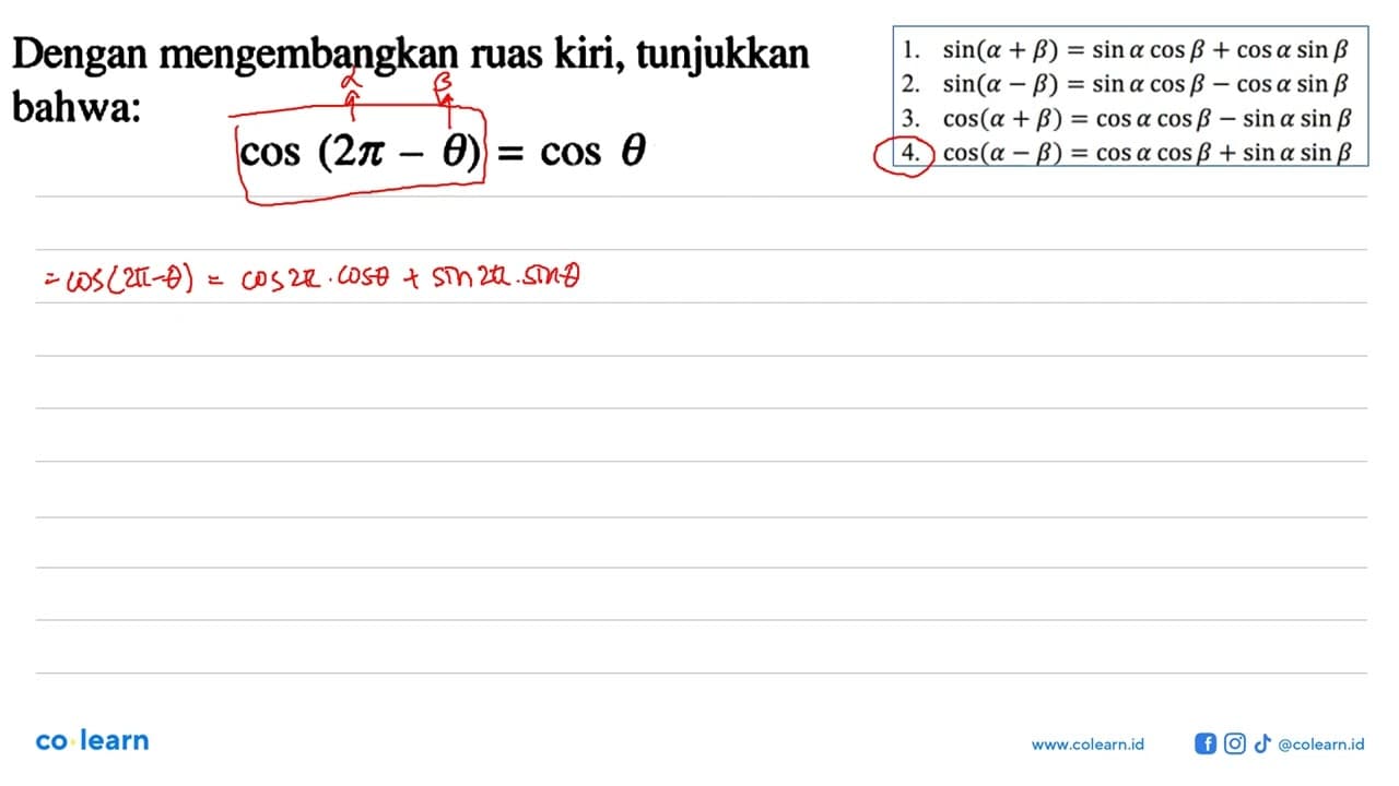 Dengan mengembangkan ruas kiri, tunjukkan bahwa: