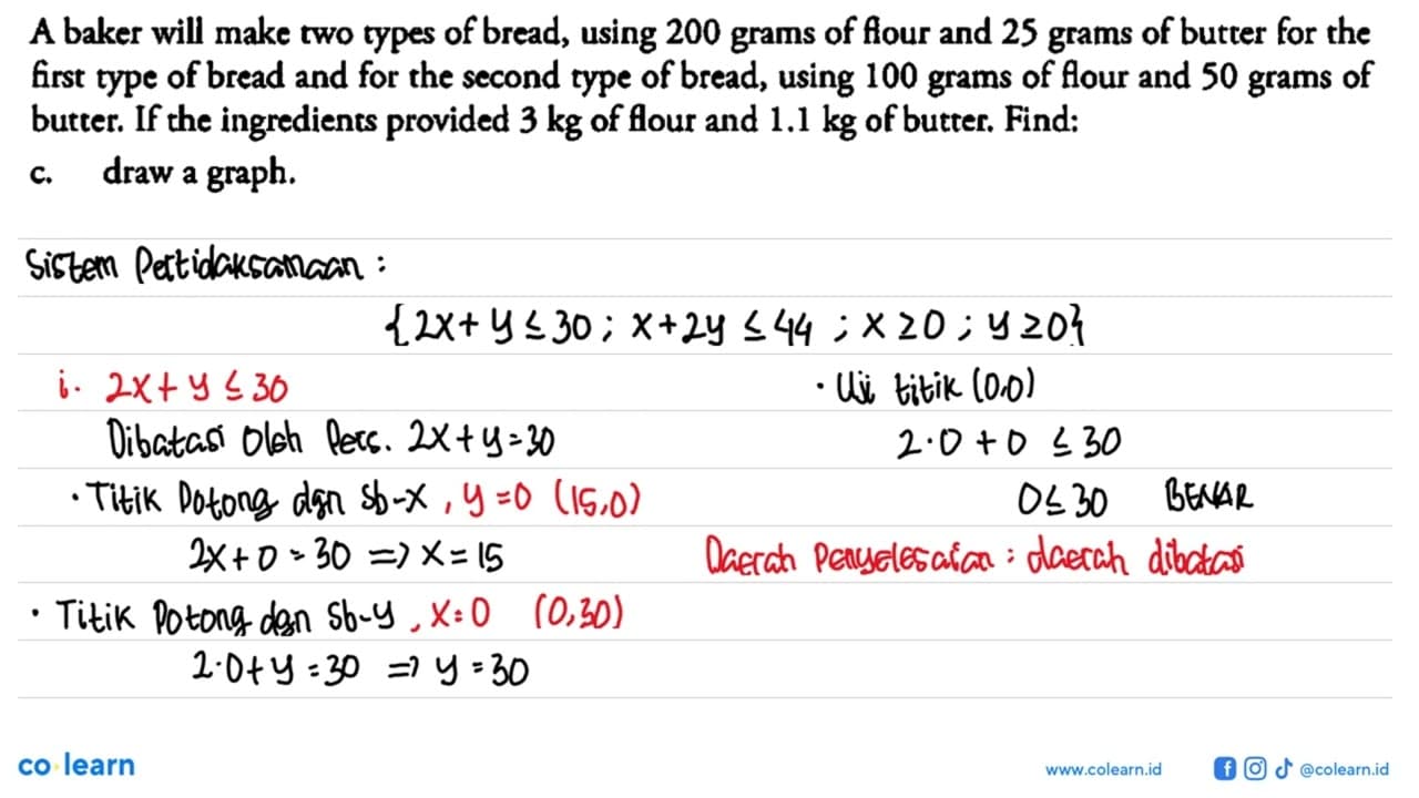 A baker will make two types of bread, using 200 grams of