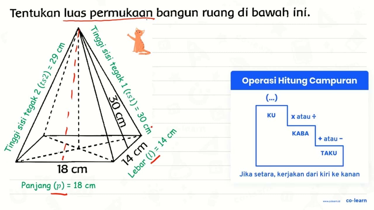 Tentukan luas permukaan bangun ruang di bawah iní.