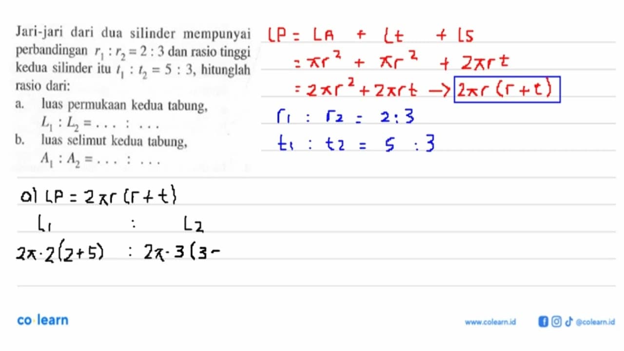 Jari-jari dari dua silinder mempunyai perbandingan r1: