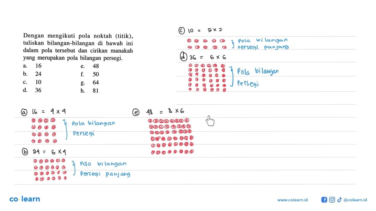 Dengan mengikuti pola noktah (titik) tuliskan