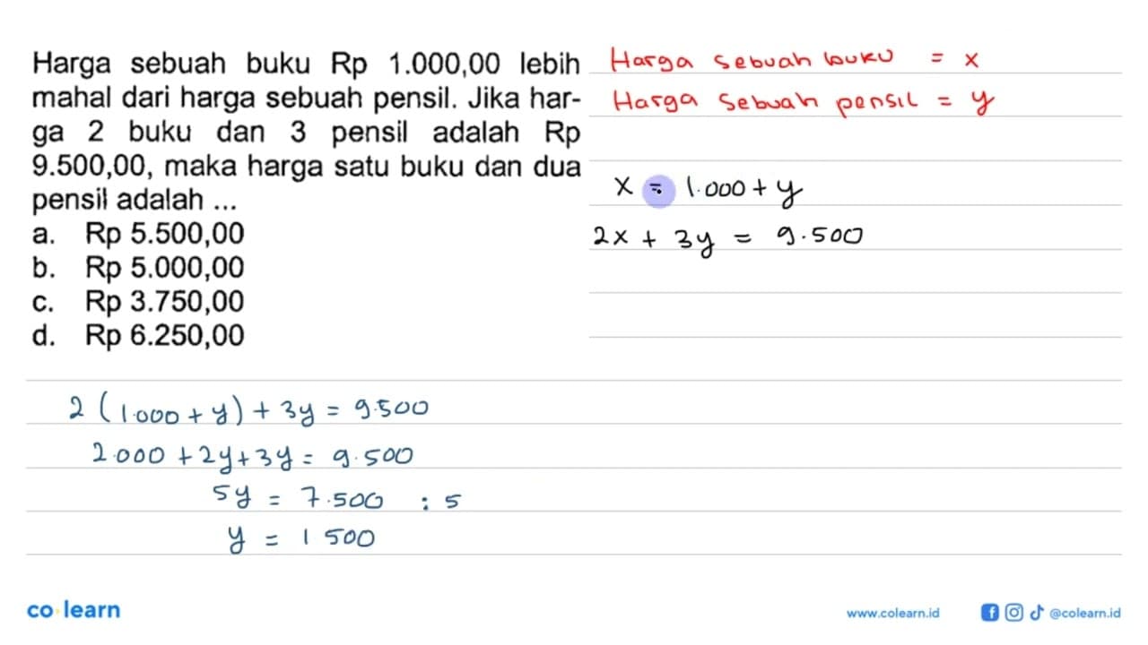 Harga buku Rp sebuah 1.000,00 lebih mahal dari harga sebuah