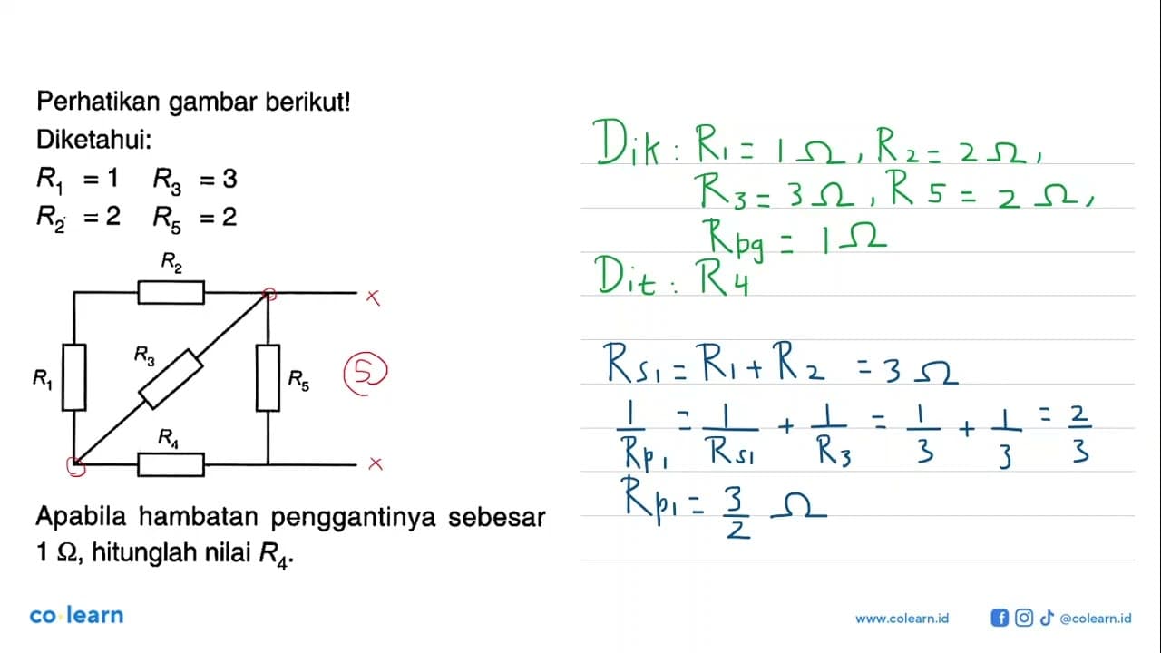 Perhatikan gambar berikut! Diketahui: R1 = 1 R3 = 3 R2 = 2