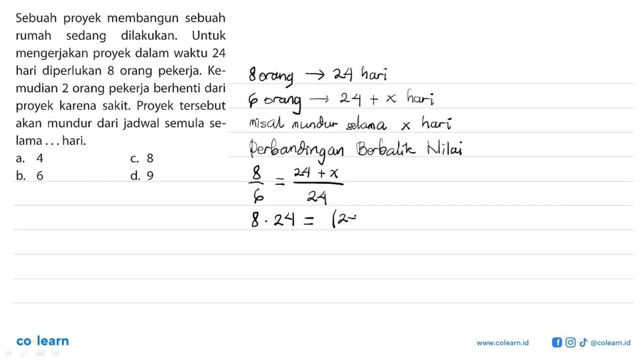 Sebuah proyek membangun sebuah rumah sedang dilakukan.