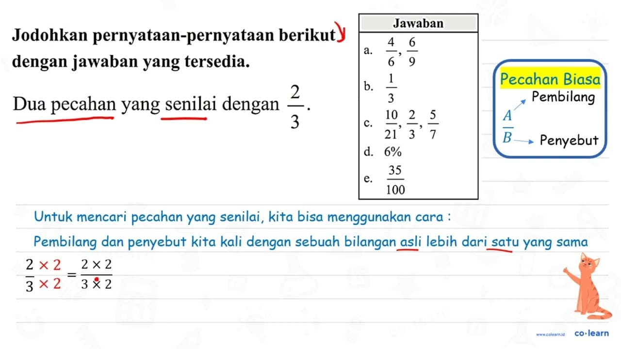 Jodohkan pernyataan-pernyataan berikut {2)/(|l|)/( Jawaban