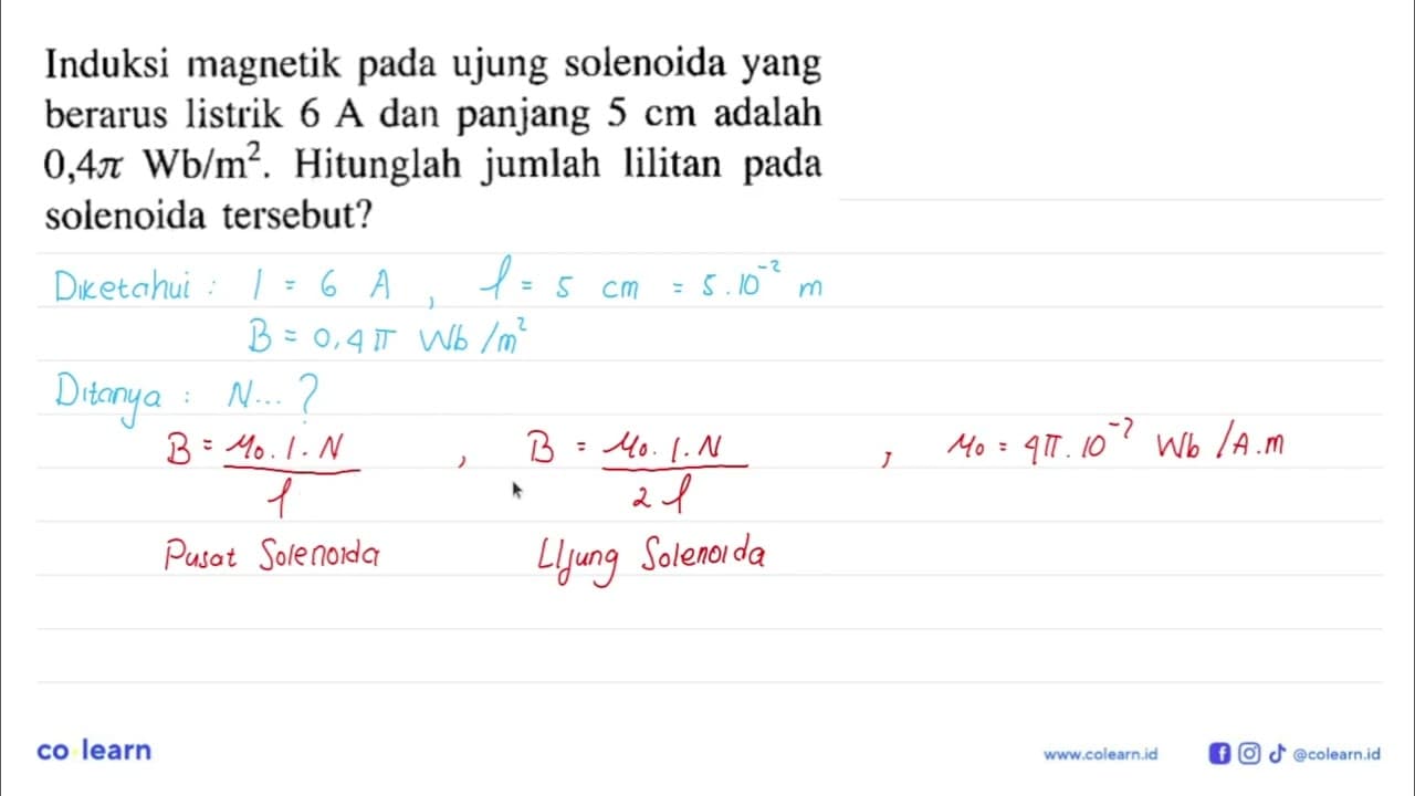 Induksi magnetik pada ujung solenoida yang berarus listrik