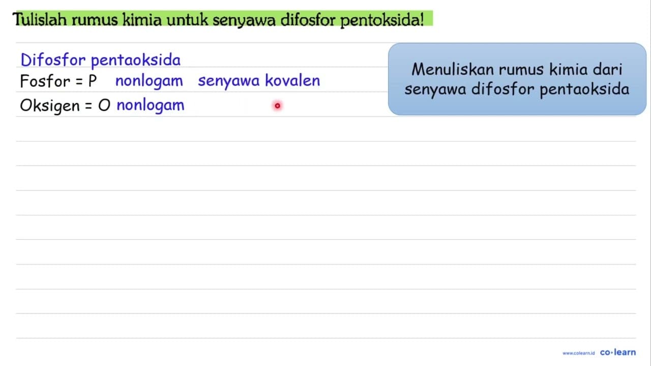 Tulislah rumus kimia untuk senyawa difosfor pentoksida!