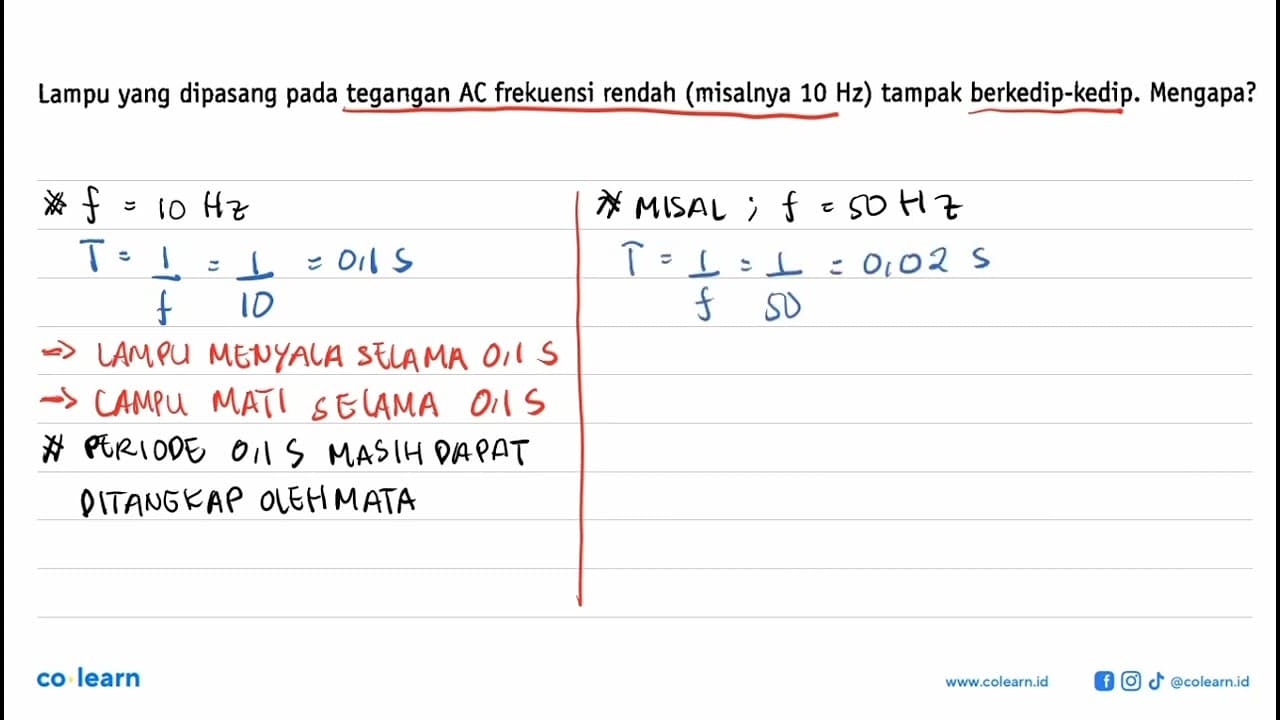 Lampu yang dipasang pada tegangan AC frekuensi rendah