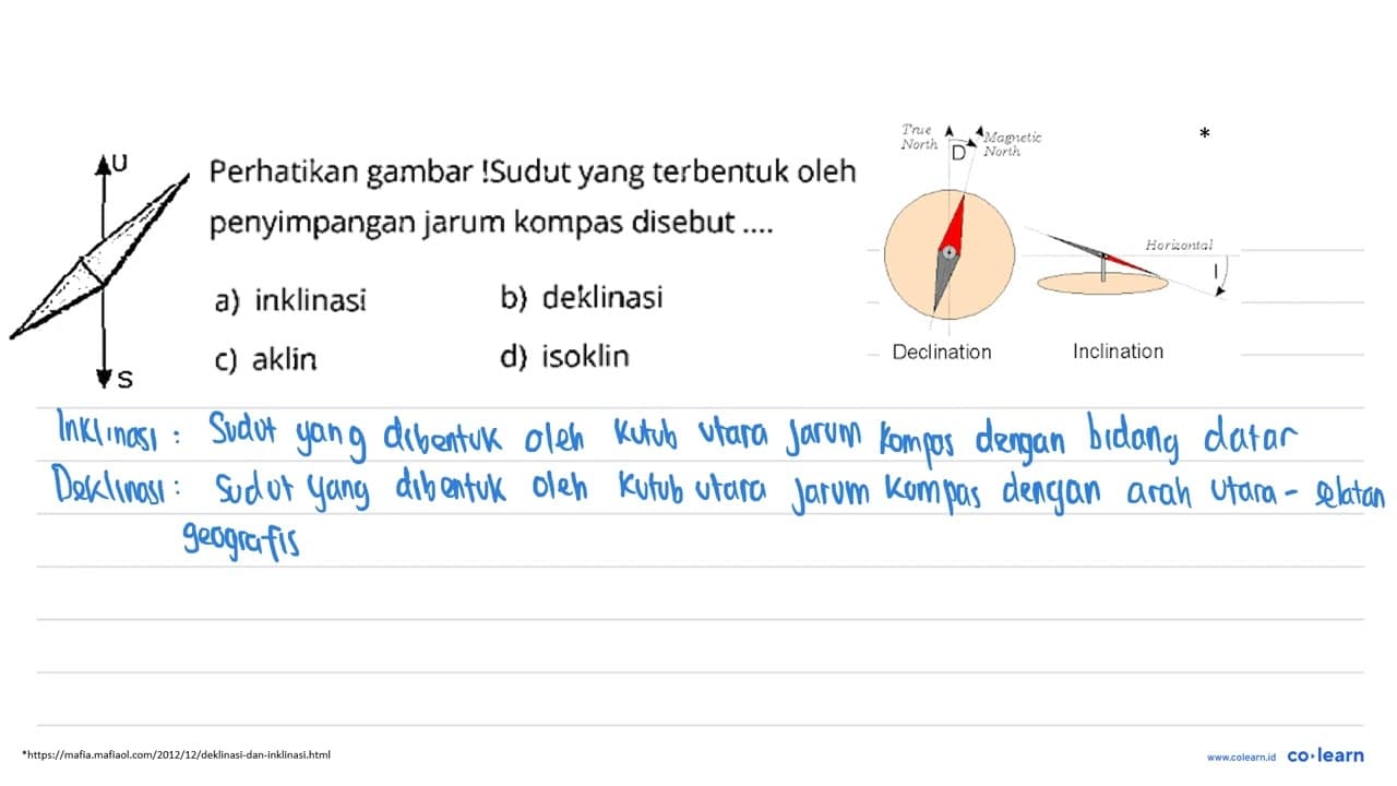 Perhatikan gambar !Sudut yang terbentuk oleh penyimpangan