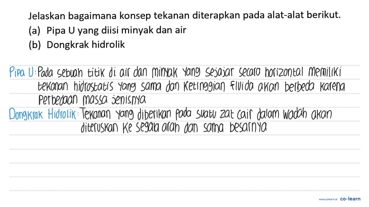 Jelaskan bagaimana konsep tekanan diterapkan pada alat-alat