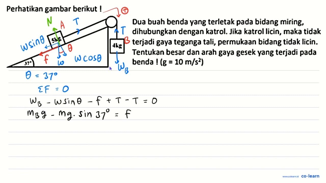 Perhatikan gambar berikut ! 5 kg 4 kg 37 4kg Dua buah benda