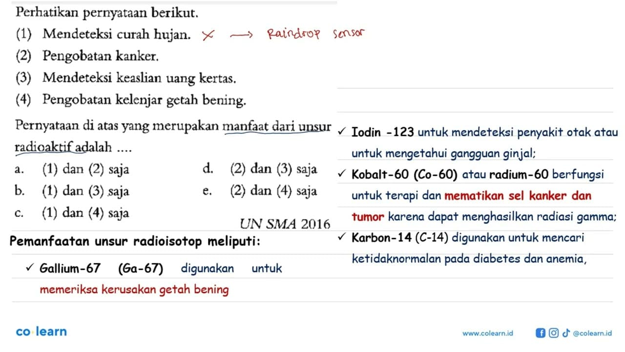 Perhatikan pernyataan berikut. (1) Mendeteksi curah hujan.