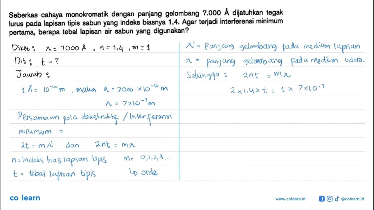 Seberkas cahaya monokromatik dengan panjang gelombang 7.000