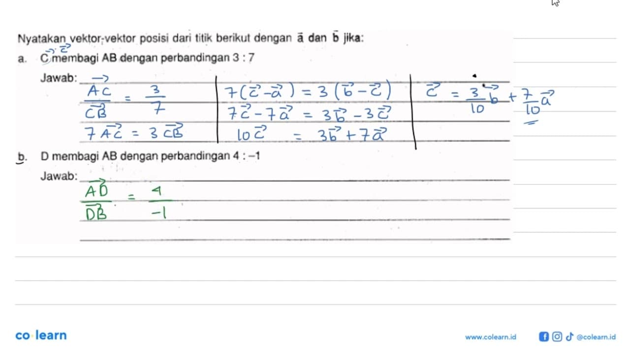 Nyatakan vektor-vektor posisi dari titik berikut dengan