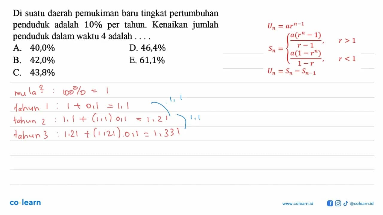 Di suatu daerah pemukiman baru tingkat pertumbuhan penduduk