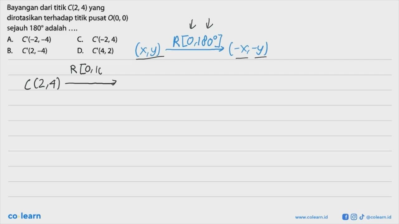 Bayangan dari titik C(2,4) yang dirotasikan terhadap titik