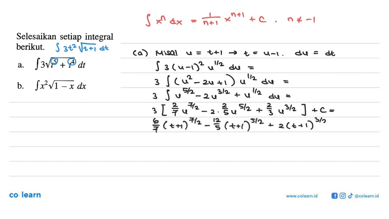 Selesaikan setiap integral berikut.a. integral 3