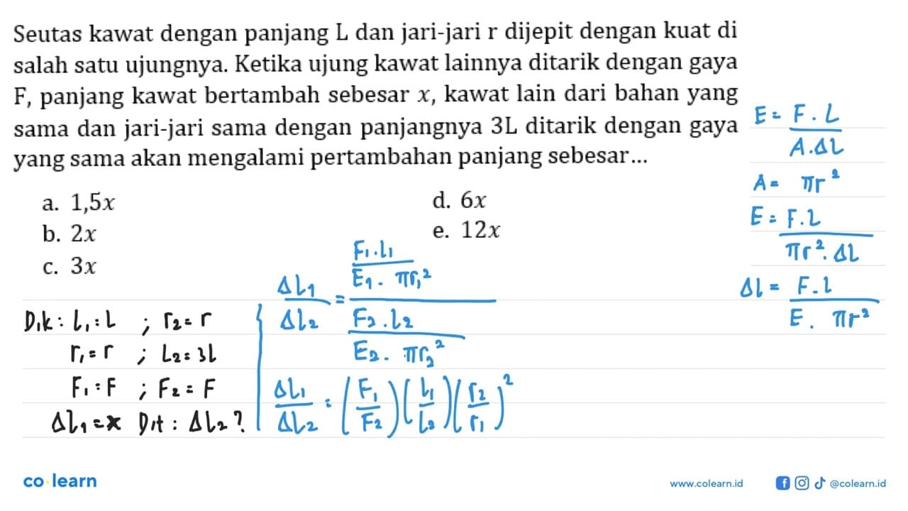 Seutas kawat dengan panjang L dan jari-jari r dijepit