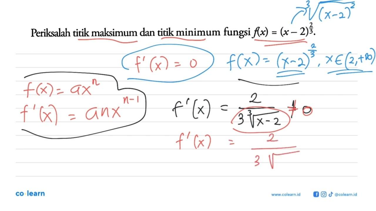 Periksalah titik maksimum dan titik minimum fungsi