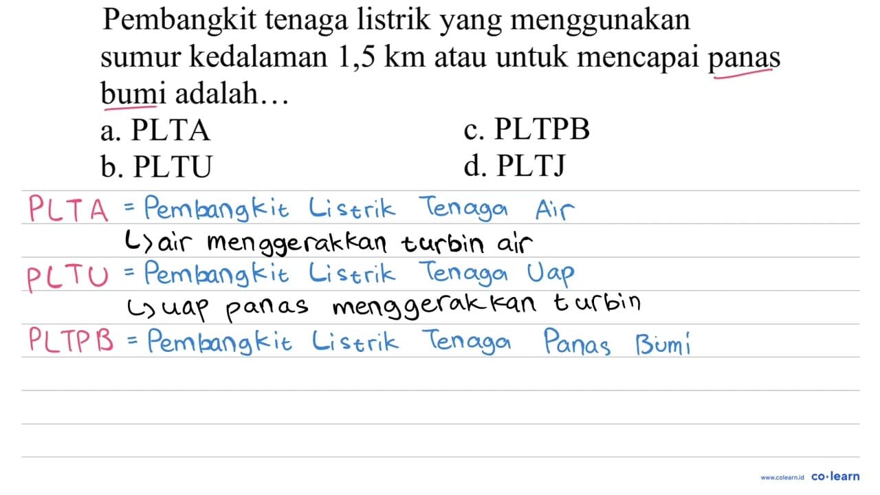 Pembangkit tenaga listrik yang menggunakan sumur kedalaman