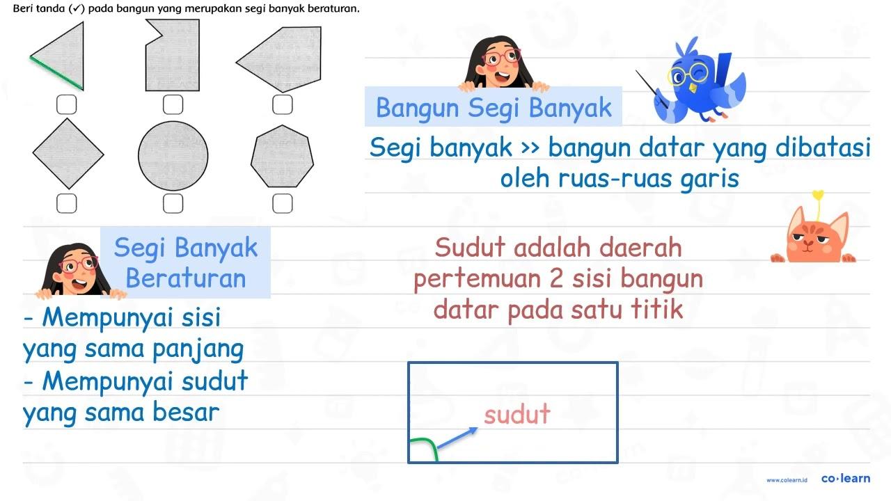 Beri tanda (checkmark) pada bangun yang merupakan segi