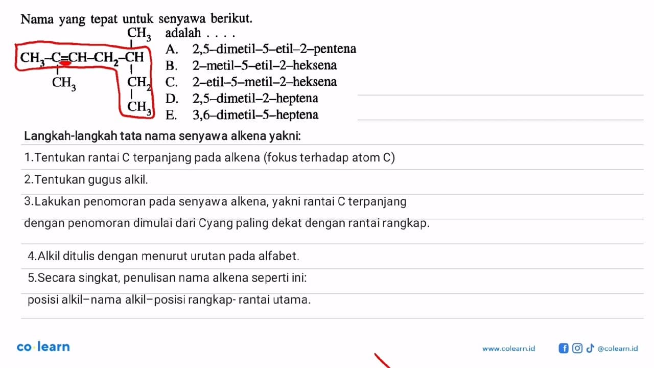 Nama yang tepat untuk senyawa berikut adalah . . . . CH3 |