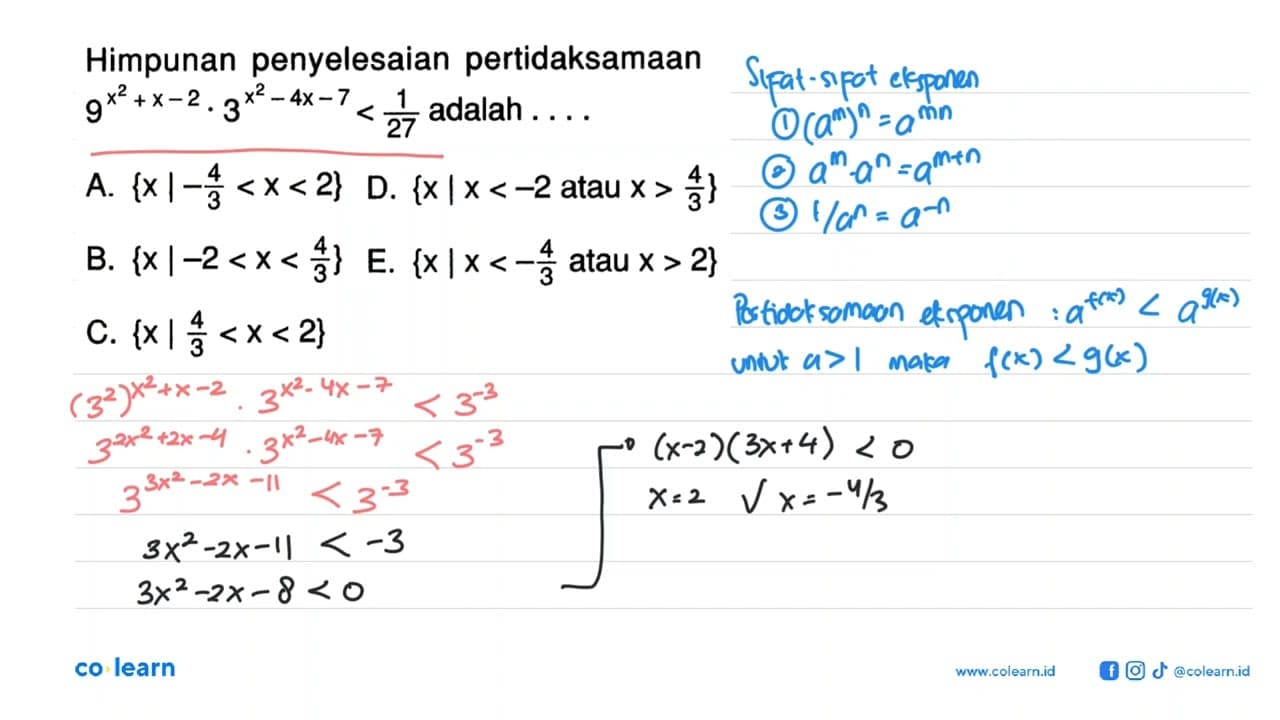 Himpunan penyelesaian pertidaksamaan