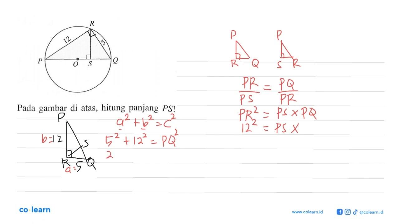 R 12 5 P O S QPada gambar di atas, hitung panjang PS!