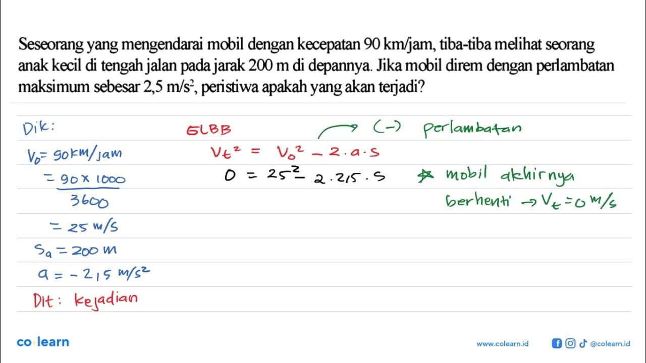 Seseorang yang mengendarai mobil dengan kecepatan 90