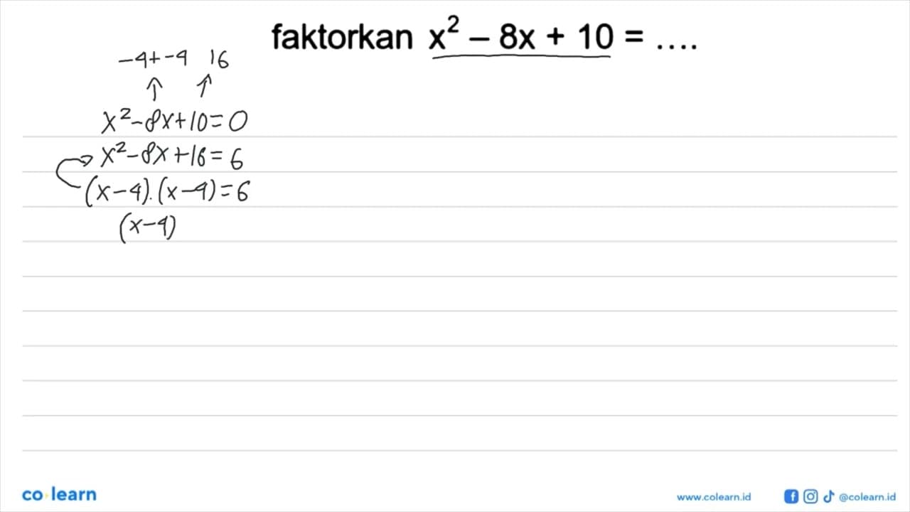 faktorkan x^2-8x+10 =