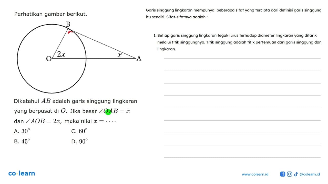 Perhatikan gambar berikut. Diketahui A B adalah garis