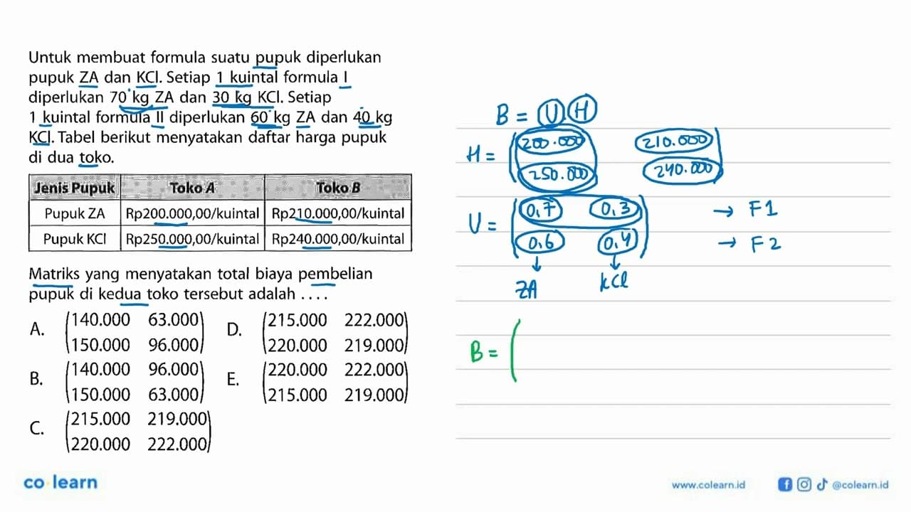 Untuk membuat formula suatu pupuk diperlukan pupuk ZA dan