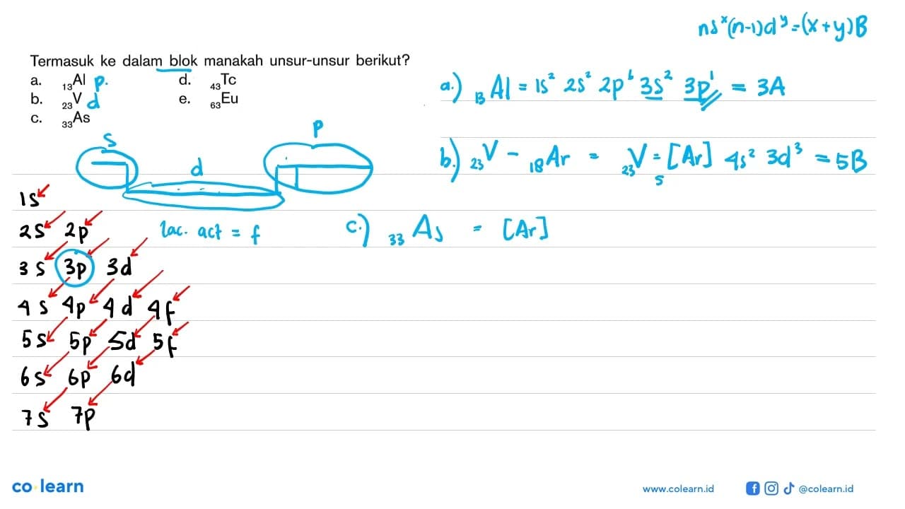 Termasuk ke dalam blok manakah unsur-unsur berikut? a. 13Al