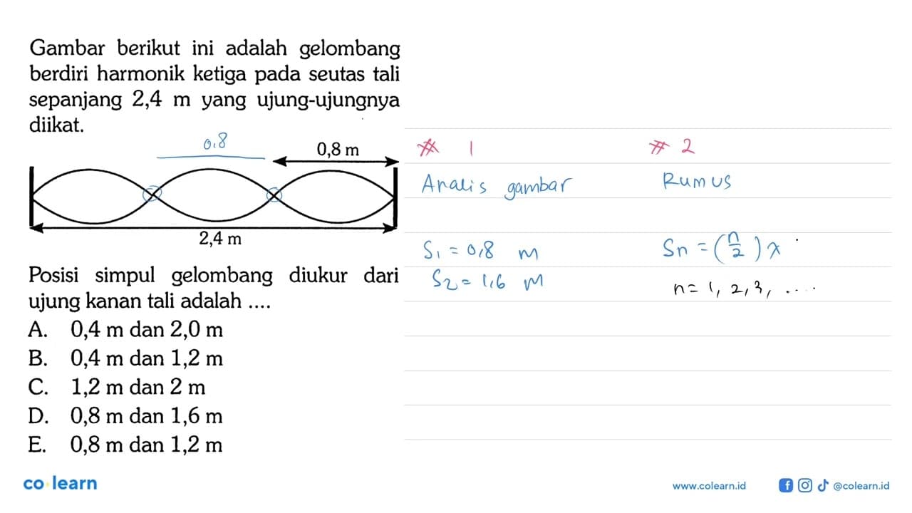 Gambar berikut ini adalah gelombang berdiri harmonik ketiga