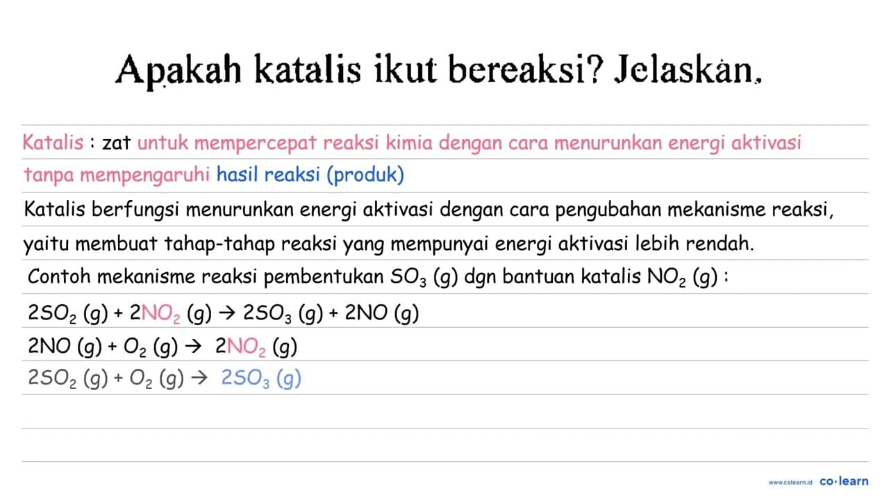 Apakah katalis ikut bereaksi? Jelaskan.