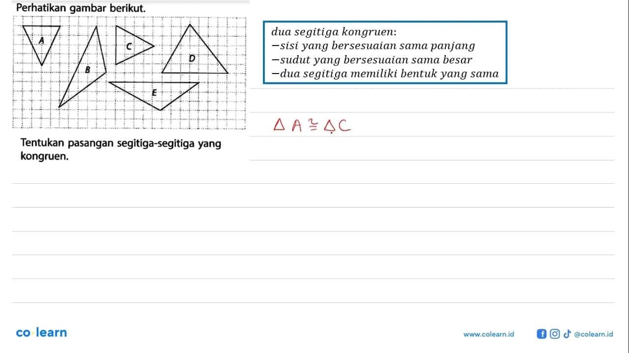 Perhatikan gambar berikut.A B C D ETentukan pasangan