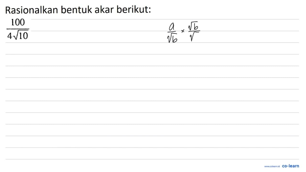 (100)/(4 akar(10))