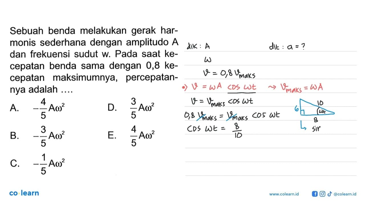 Sebuah benda melakukan gerak harmonis sederhana dengan