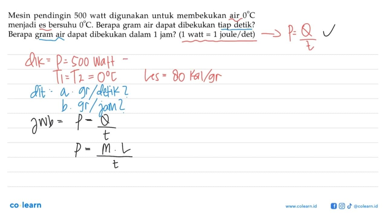 Mesin pendingin 500 watt digunakan untuk membekukan air 0 C