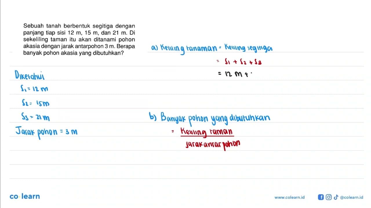 Sebuah tanah berbentuk segitiga dengan panjang tiap sisi 12