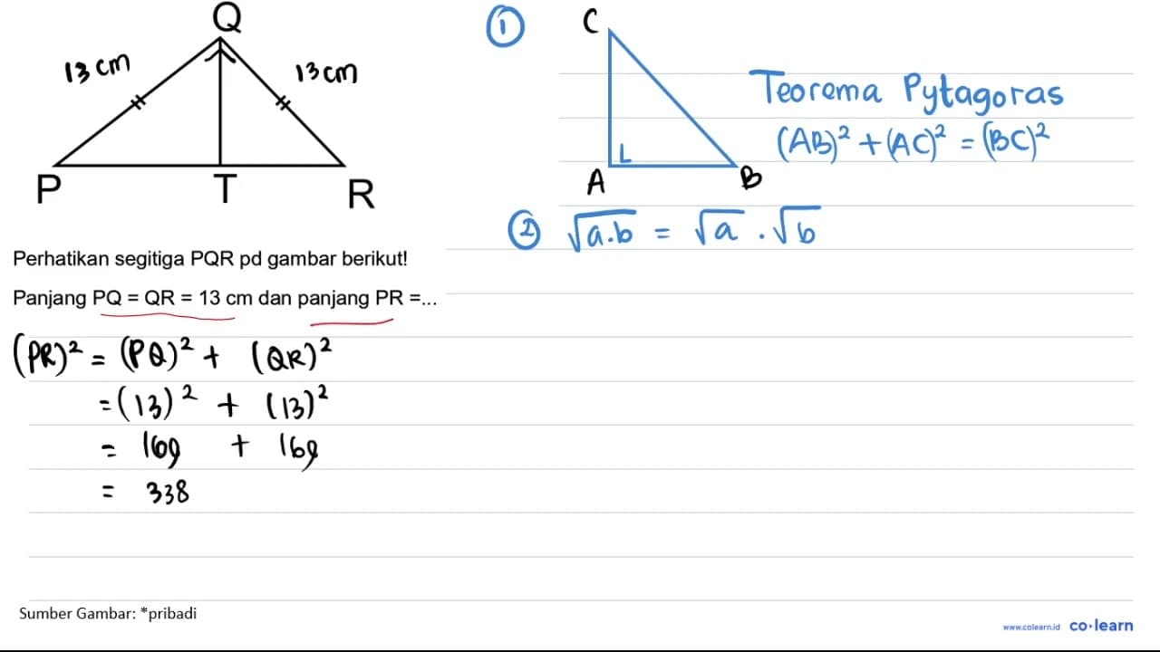 Q P T R Perhatikan segitiga PQR pd gambar berikut! Paniang
