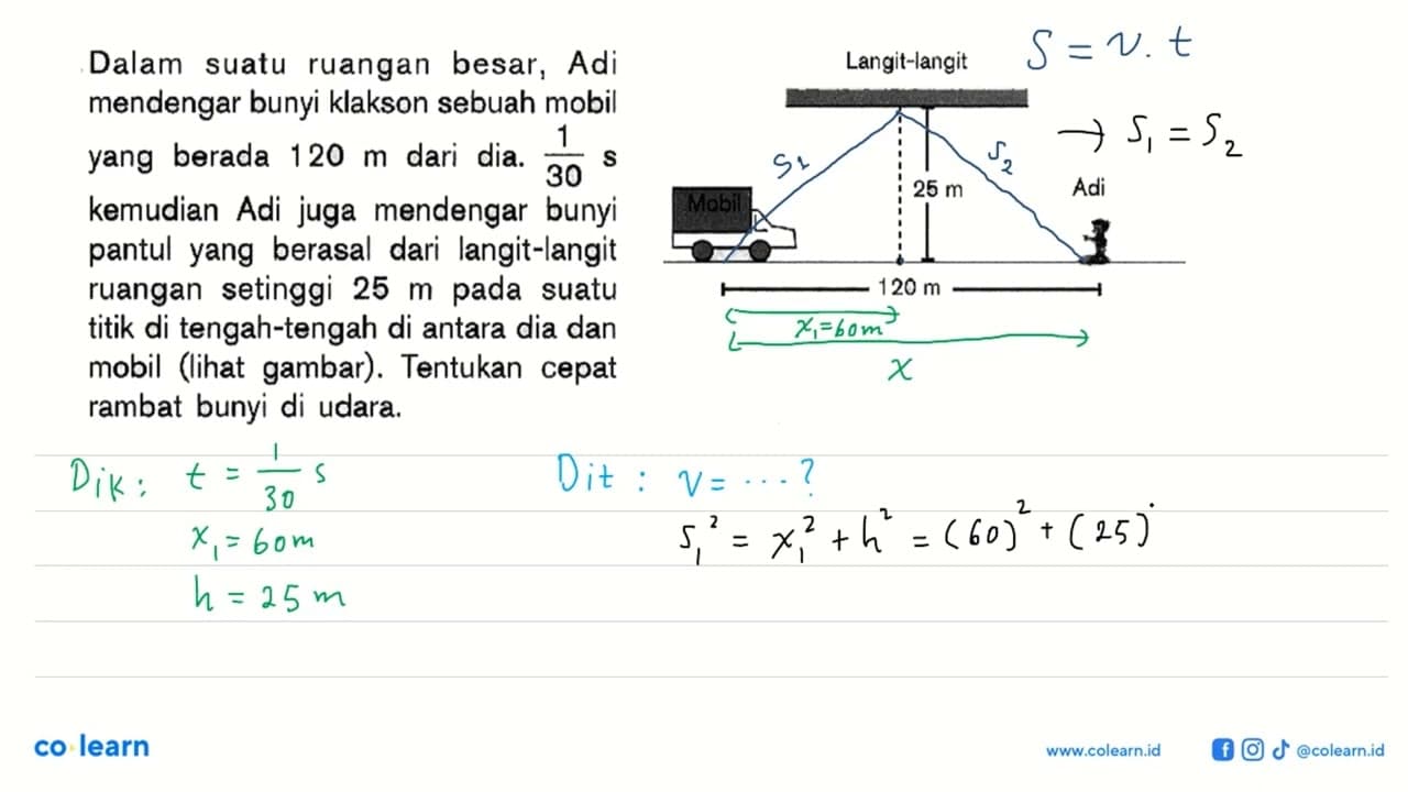 Dalam suatu ruangan besar, Adi mendengar bunyi klakson