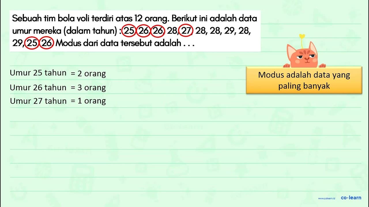 Sebuah tim bola voli terdiri atas 12 orang. Berikut ini