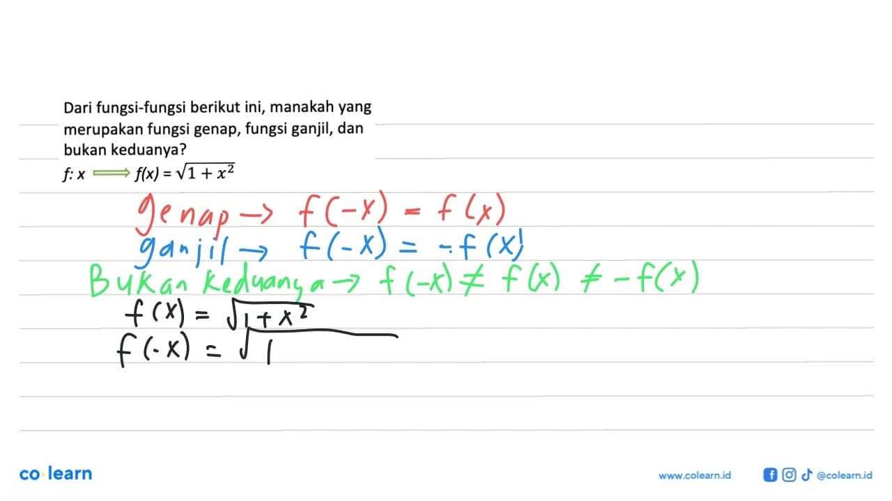 Dari fungsi-fungsi berikut ini, manakah yang merupakan