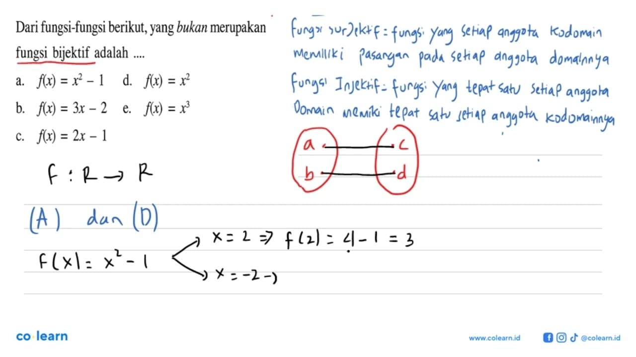 Dari fungsi-fungsi berikut, yang bukan merupakan fungsi